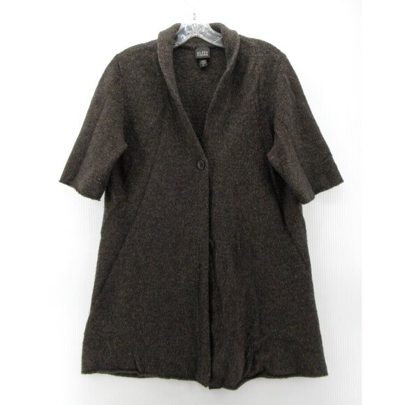 Eileen Fisher Sweater Medium Merino Wool Cardigan Tunic One Button - Picture 1 of 10